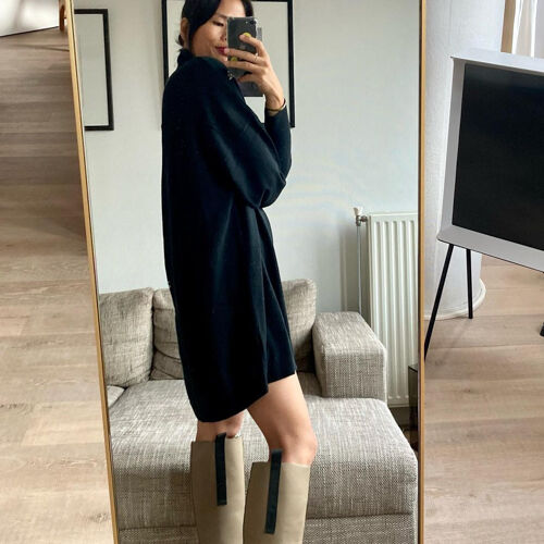 Cashmere jurk met opstaande kraag