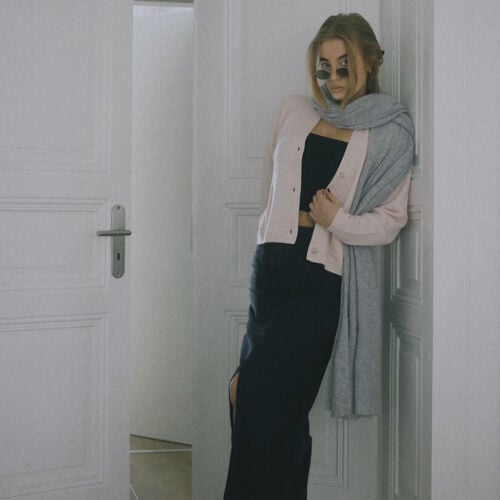 Loose fit cashmere vest met knopen