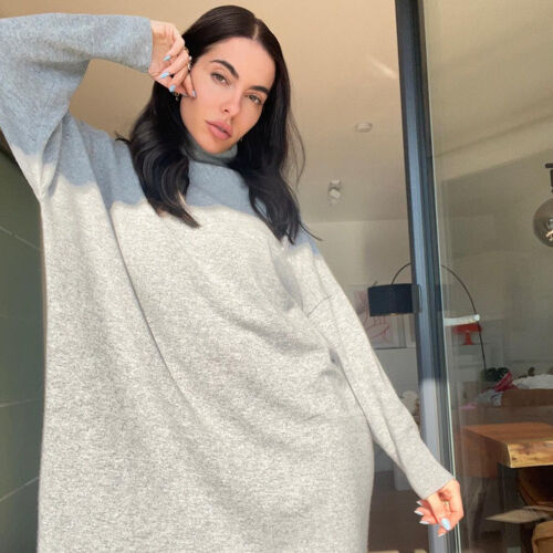 Cashmere jurk met opstaande kraag