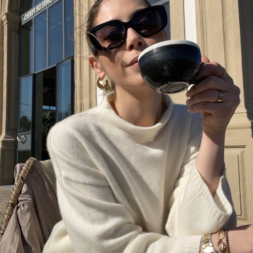 Cashmere trui met opstaande kraag
