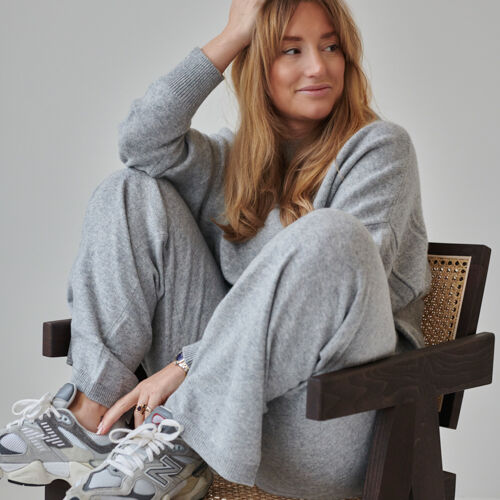 Wijde cashmere broek