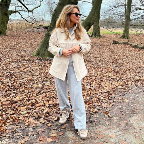 Wijde cashmere broek