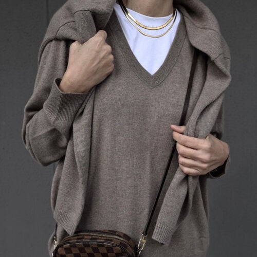 Cashmere trui met V-hals