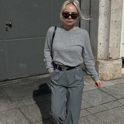 Casual cashmere trui met ronde hals