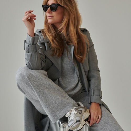 Wijde cashmere broek