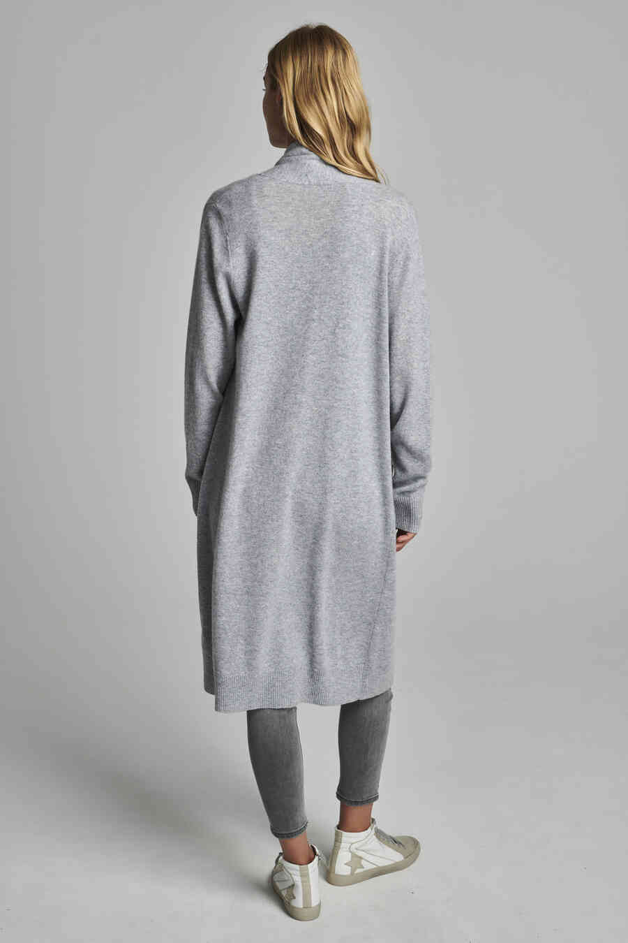 Long open cashmere cardigan with shawl collar image number 5