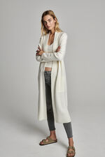 Organic cashmere cardigan with ribbed shawl collar image number 1