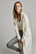 Organic cashmere cardigan with ribbed shawl collar image number 8