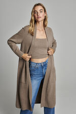 Organic cashmere cardigan with ribbed shawl collar image number 2