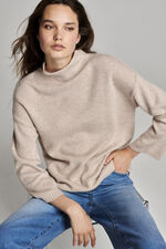 Organic cashmere sweater with stand collar image number 2