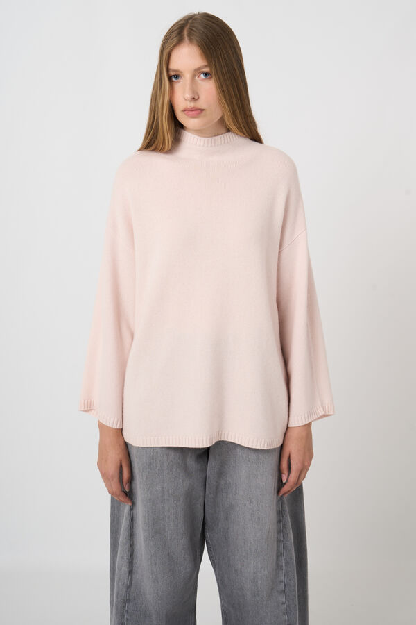 Organic cashmere sweater with stand collar image number 4
