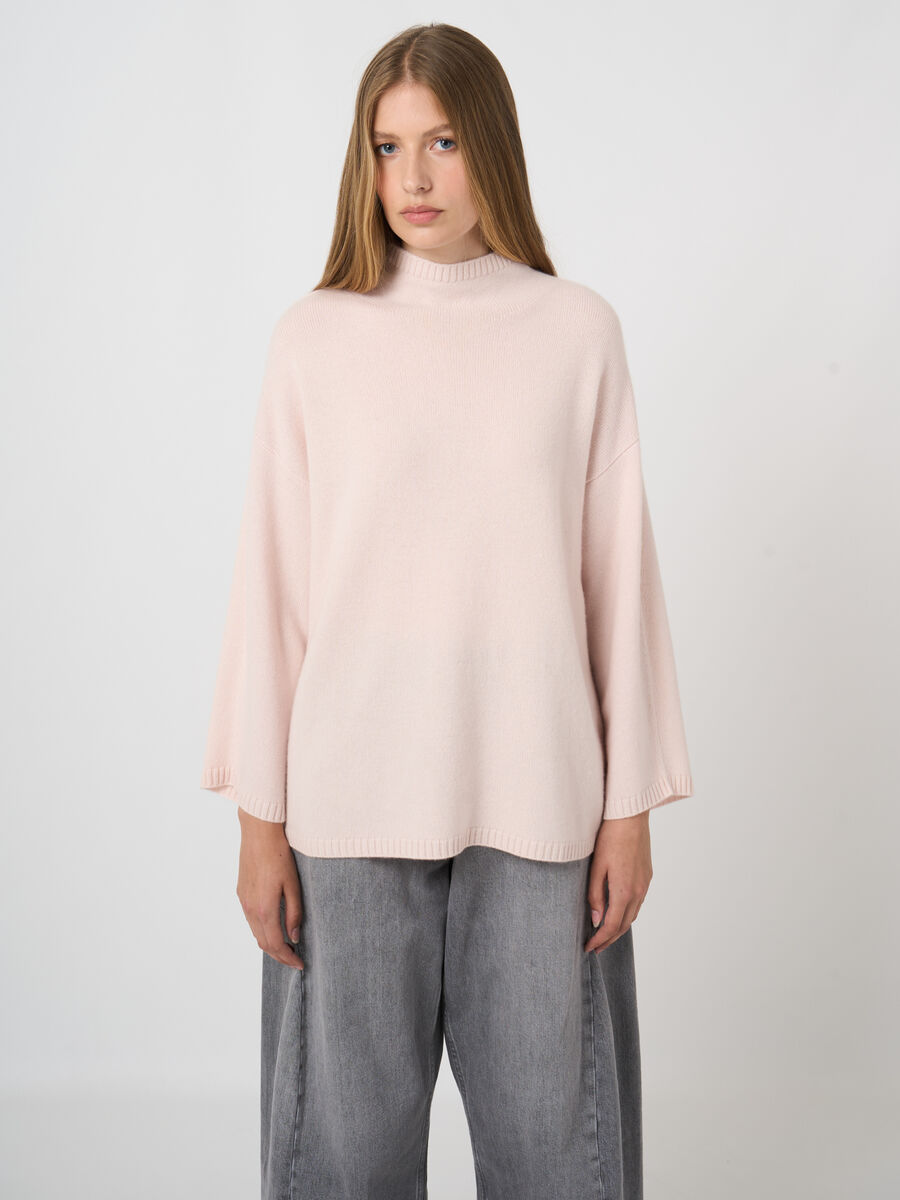 Organic cashmere sweater with stand collar image number 4