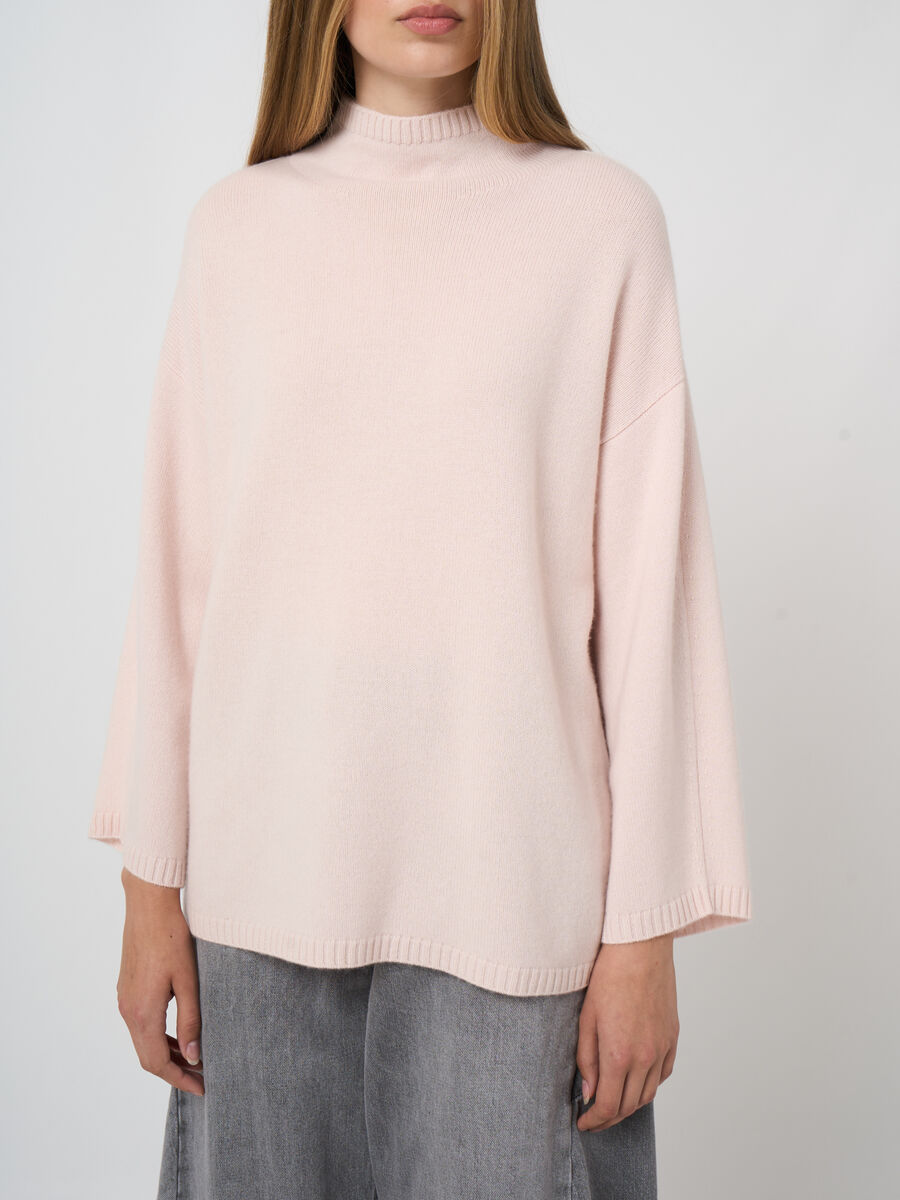 Organic cashmere sweater with stand collar image number 5