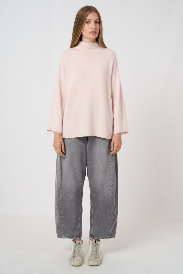 Organic cashmere sweater with stand collar image number 6