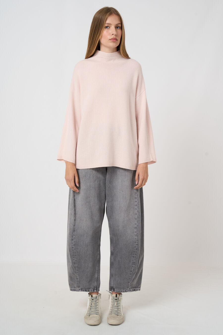 Organic cashmere sweater with stand collar image number 6