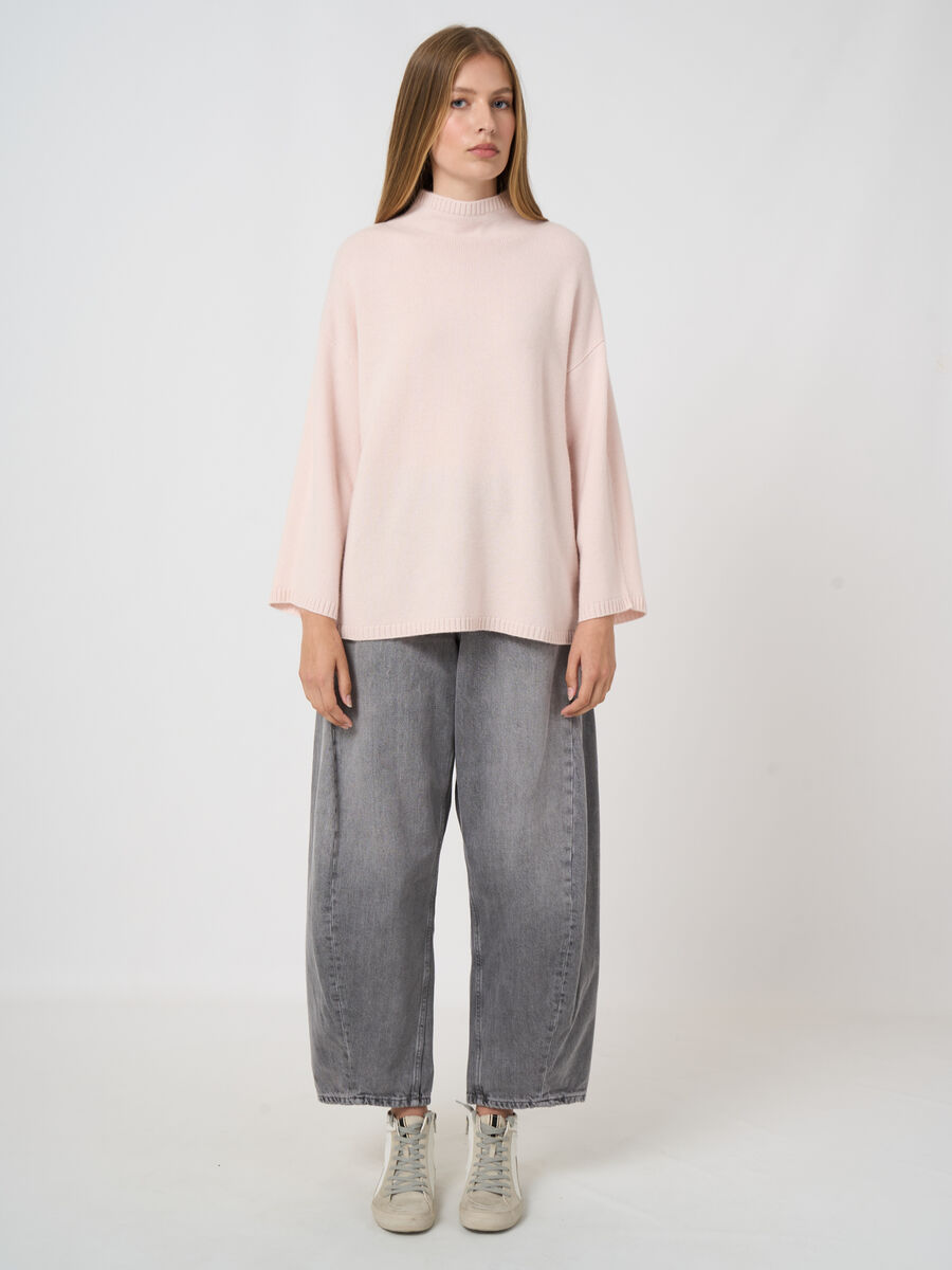 Organic cashmere sweater with stand collar image number 6