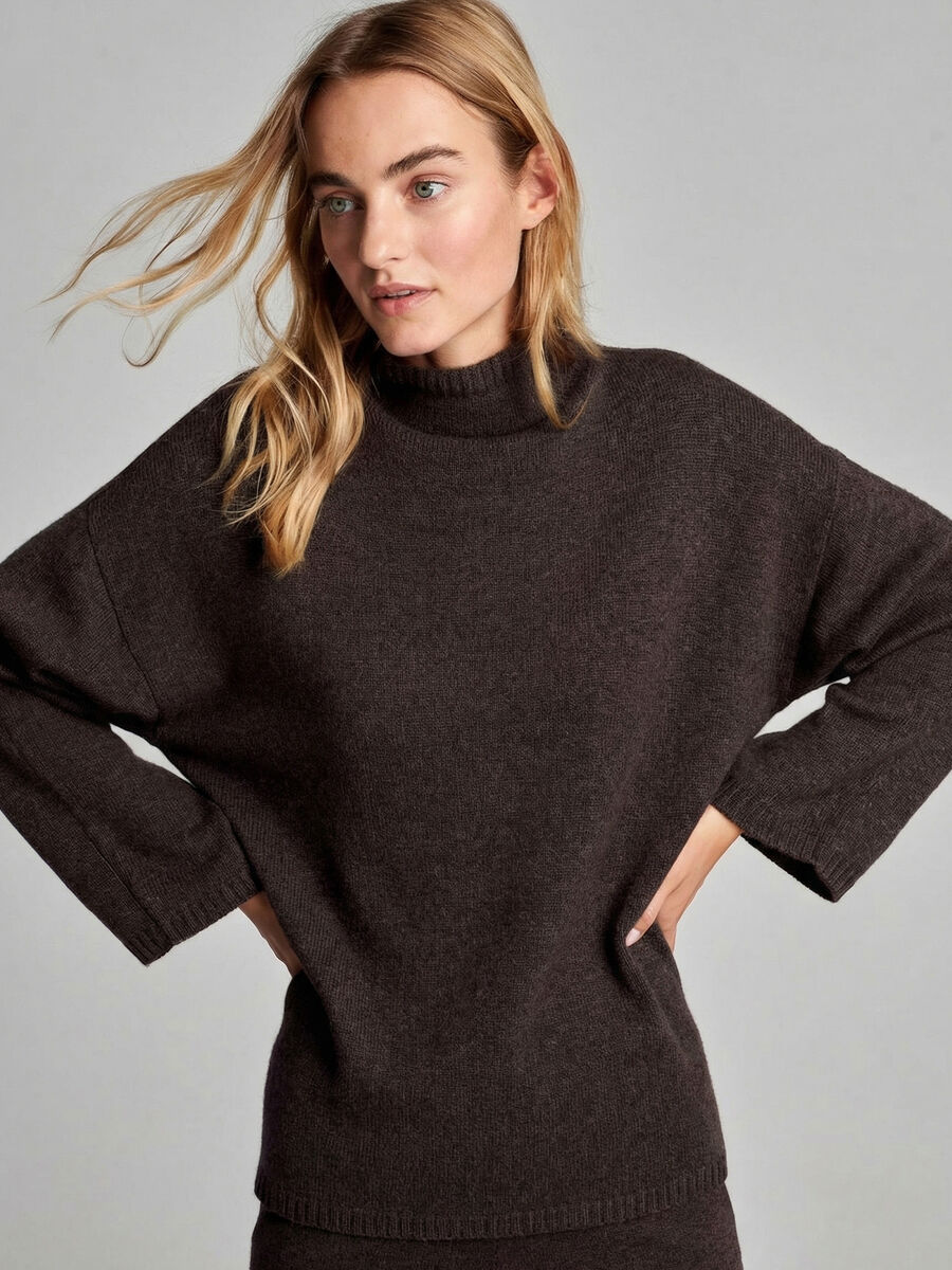 Organic cashmere sweater with stand collar image number 0