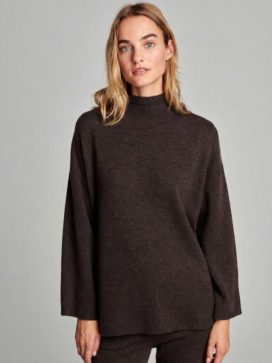 Organic cashmere sweater with stand collar image number 5
