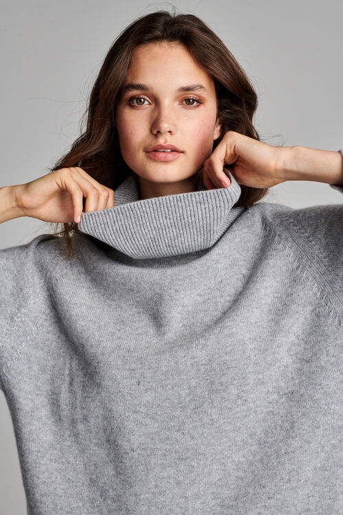 Oversized cashmere sweater with high collar