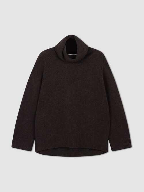 Oversized cashmere sweater with high collar