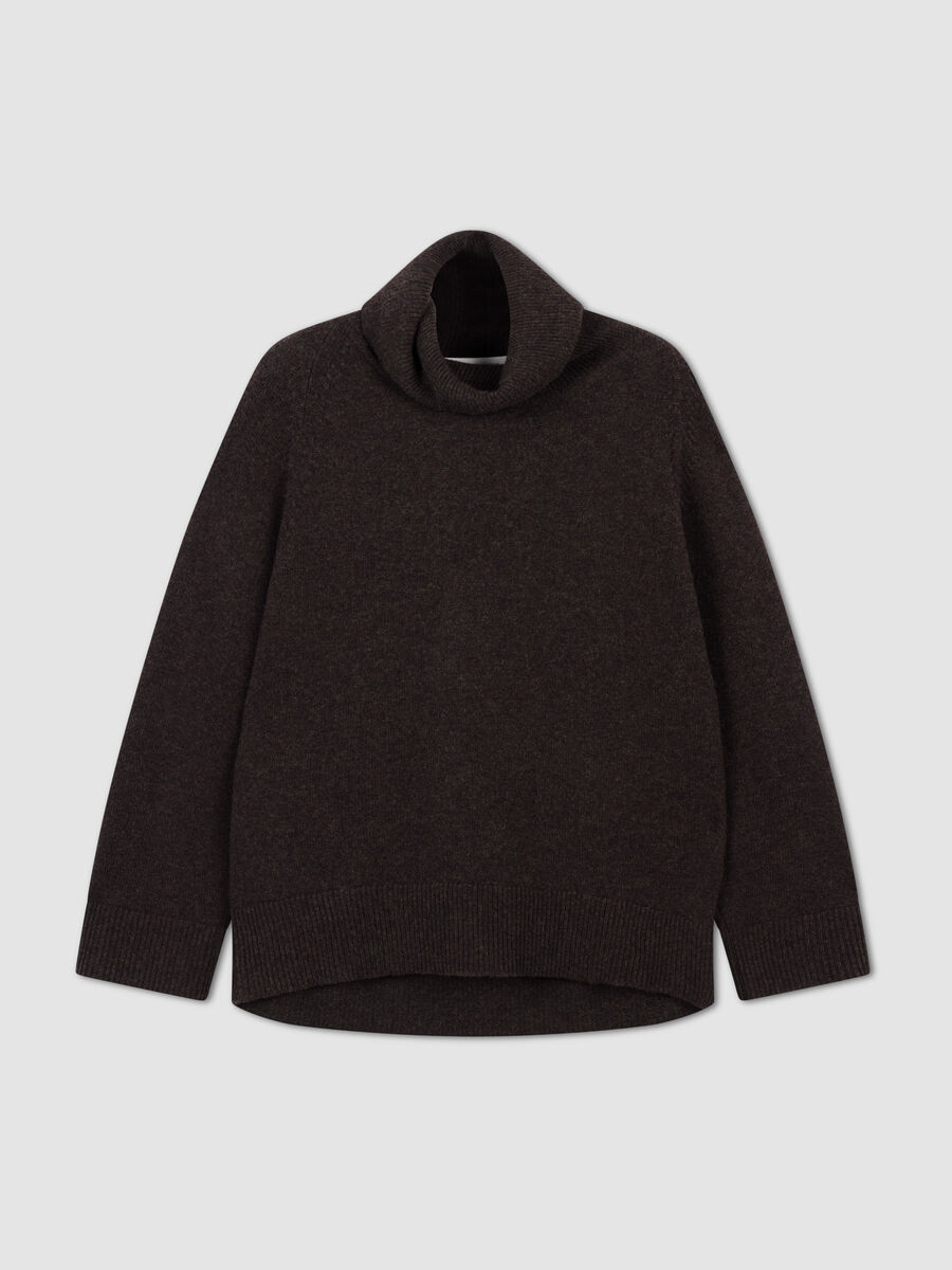 Oversized cashmere trui met hoge kraag image number 1