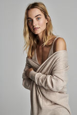 Long open cashmere cardigan with shawl collar image number 1
