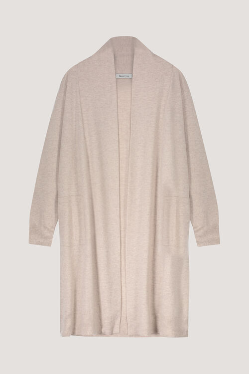 Lang open cashmere vest met zakken