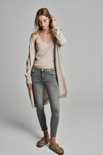 Long open cashmere cardigan with shawl collar image number 8