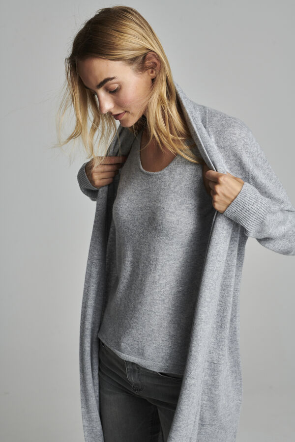 Long open cashmere cardigan with shawl collar image number 10