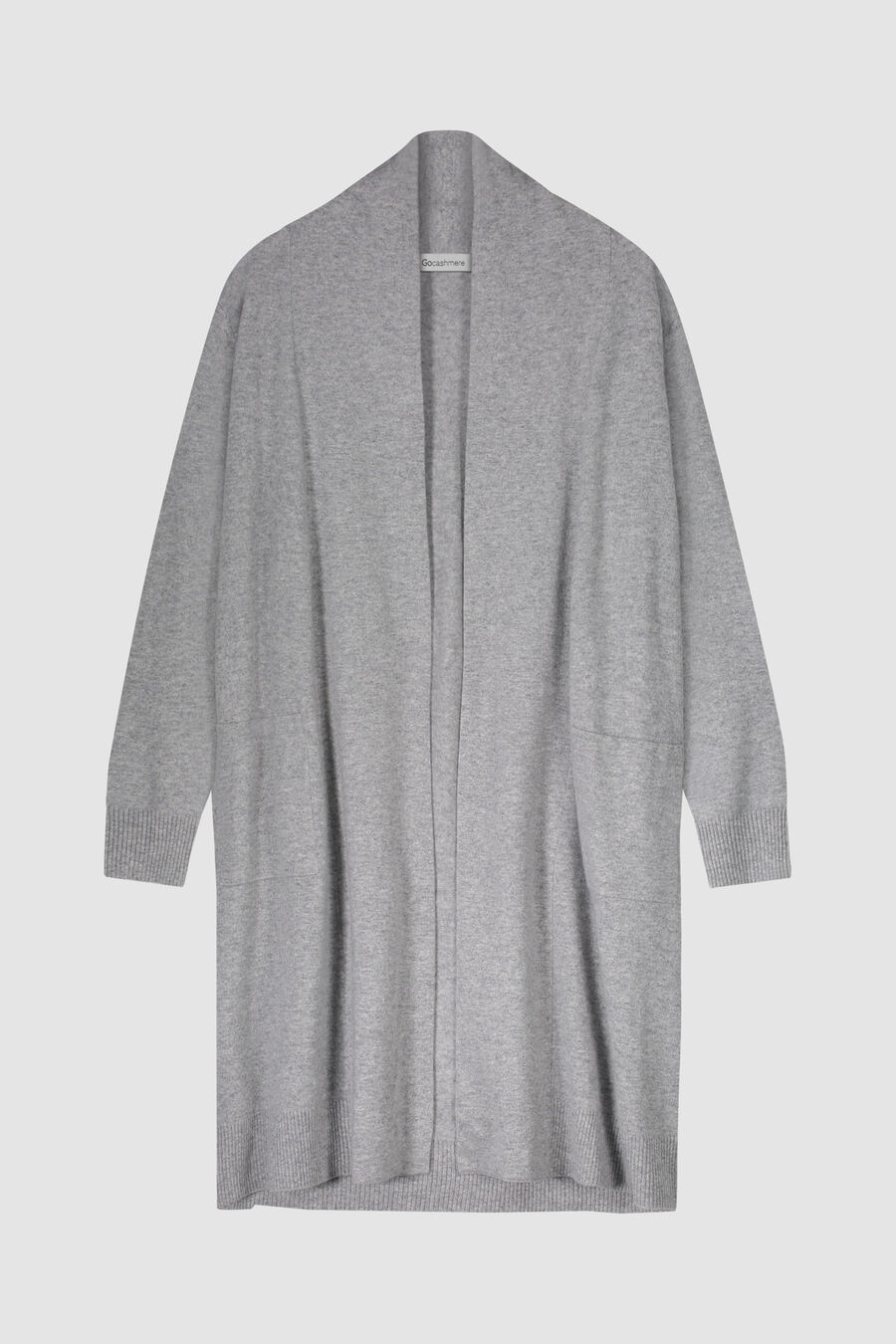 Lang open cashmere vest met zakken image number 1