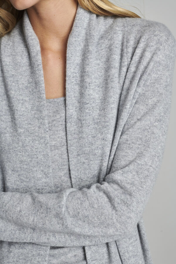 Long open cashmere cardigan with shawl collar image number 8