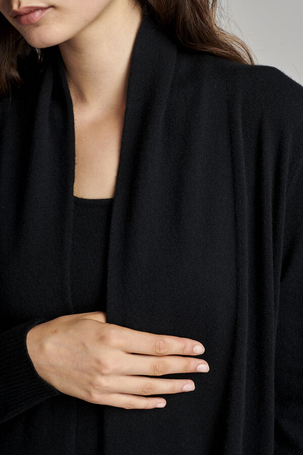 Lang open cashmere vest met zakken image number 4