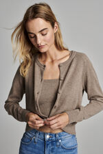 Bio-Kaschmir-Strickjacke mit Rundhalsausschnitt image number 1