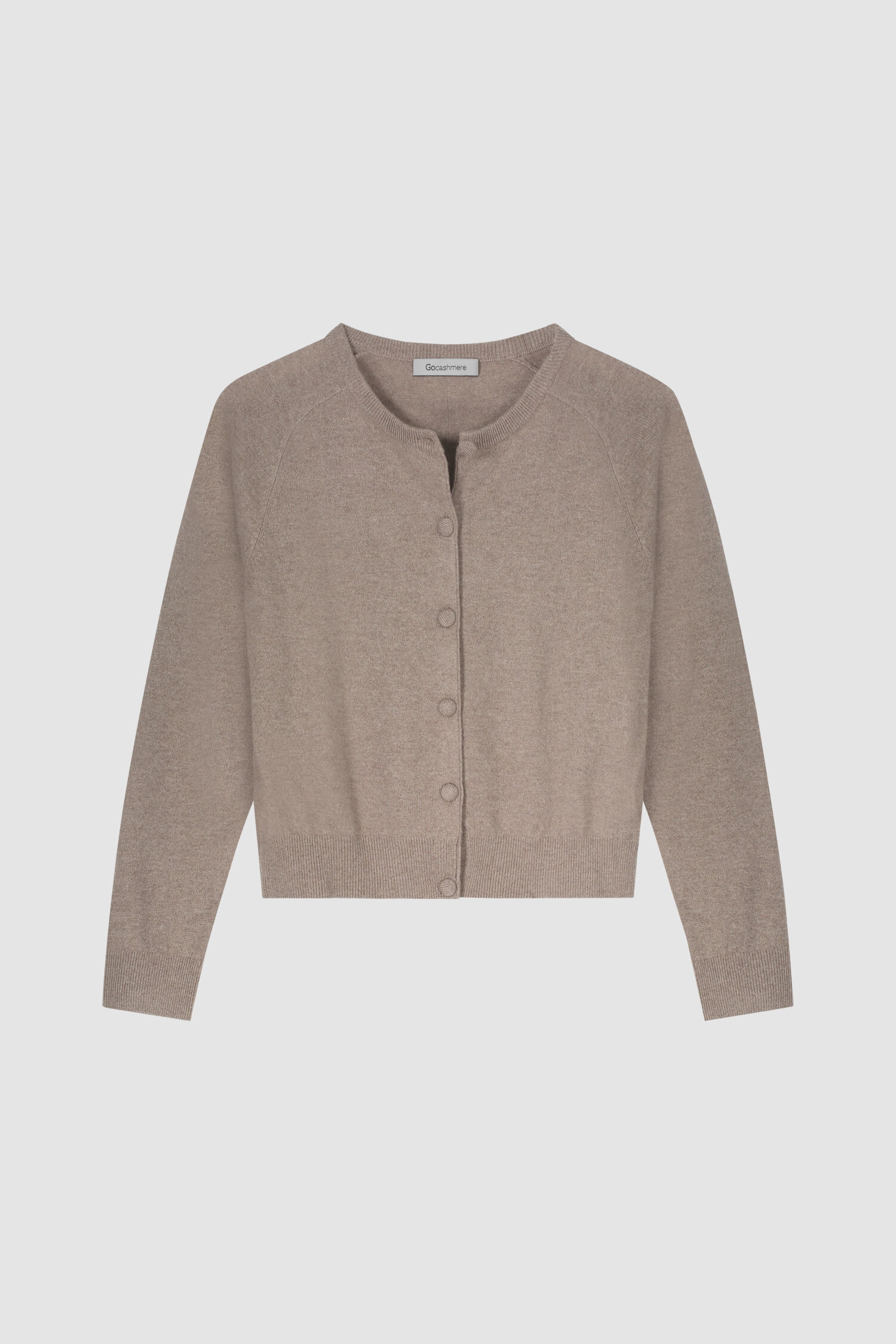 CASHMERE BLENDED CARDIGAN ROUND NECK_CHARCOAL PINK - MARDI