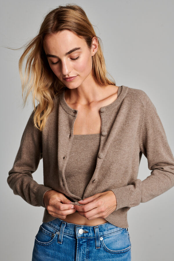 Cashmere vest met ronde hals