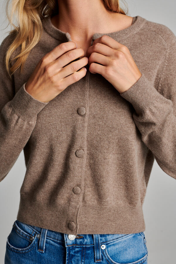 Round neck cashmere cardigan image number 3