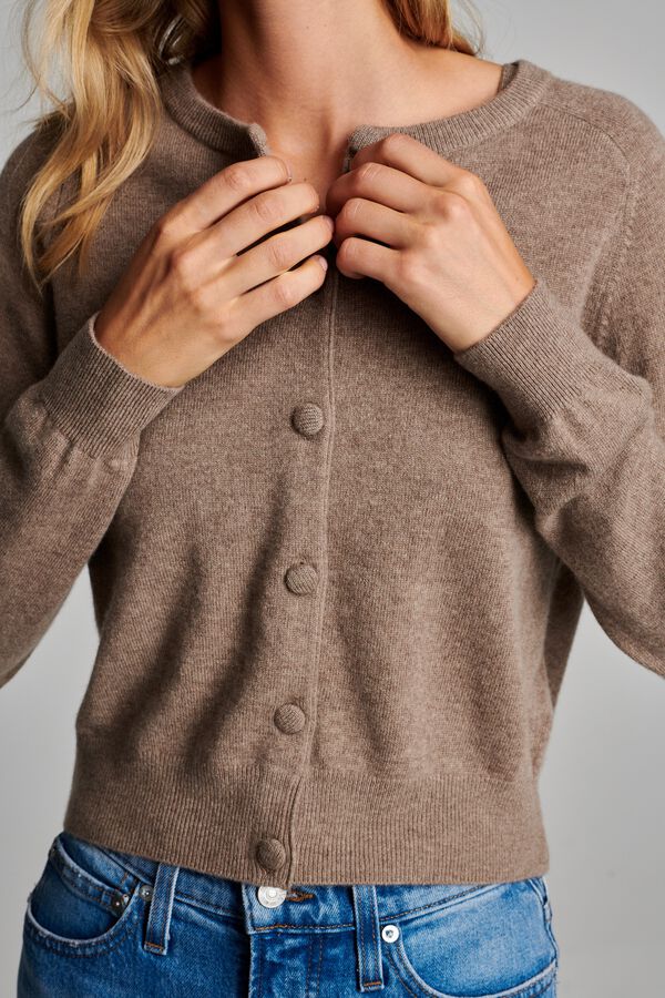 Round neck cashmere cardigan image number 3