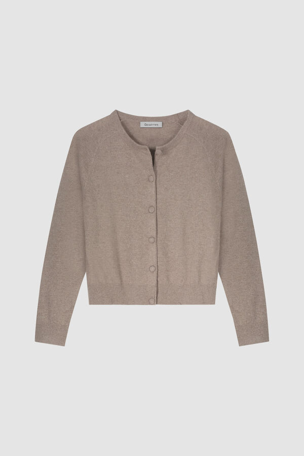 Round neck cashmere cardigan image number 7