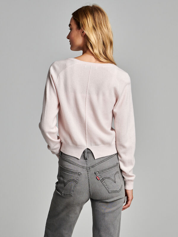 Round neck cashmere cardigan