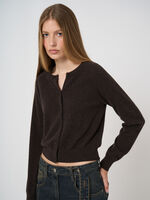 Round neck cashmere cardigan image number 0