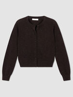 Round neck cashmere cardigan image number 1