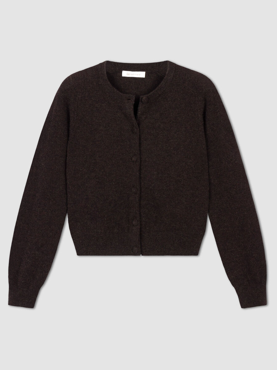 Round neck cashmere cardigan image number 1
