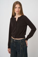 Round neck cashmere cardigan image number 4