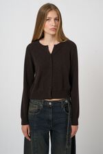 Round neck cashmere cardigan image number 5