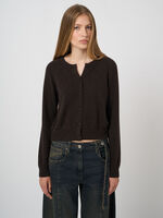 Round neck cashmere cardigan image number 5
