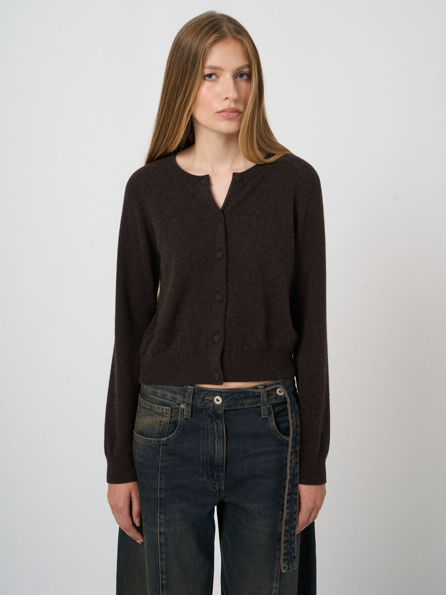 Round neck cashmere cardigan image number 5