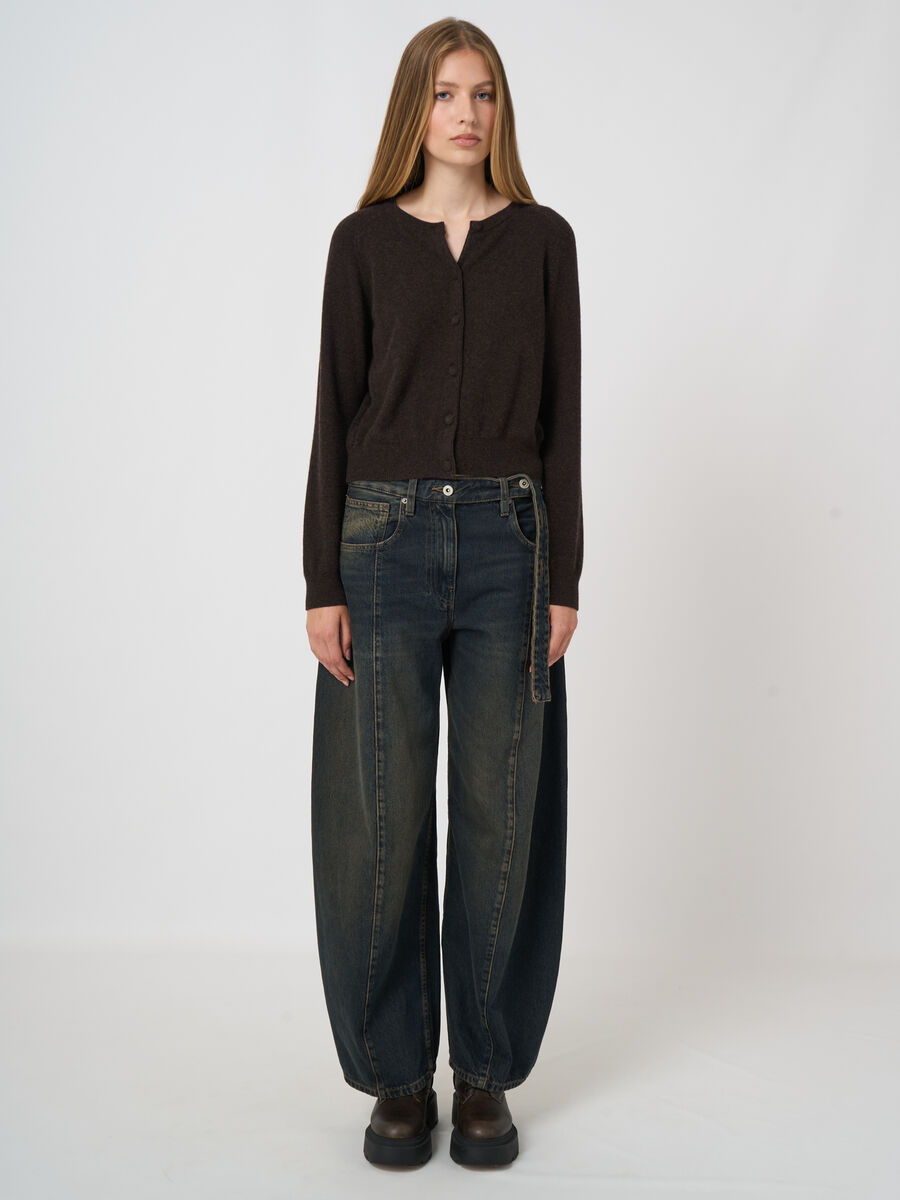 Round neck cashmere cardigan image number 7