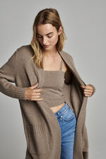 Organic cashmere cardigan with ribbed shawl collar image number 0