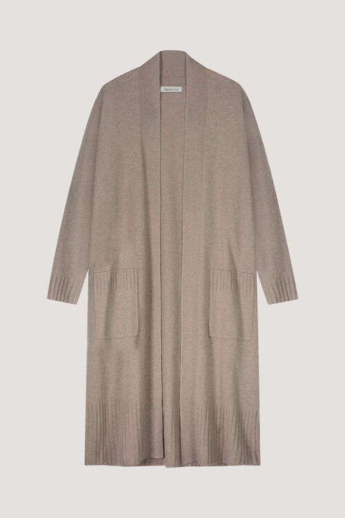 Cashmere vest met geribde sjaalkraag