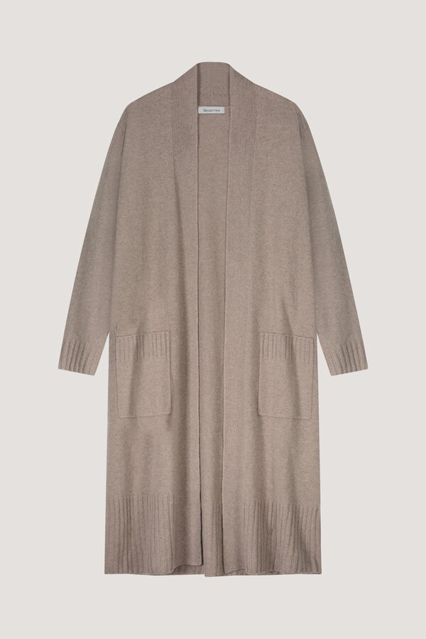 Organic cashmere cardigan with ribbed shawl collar